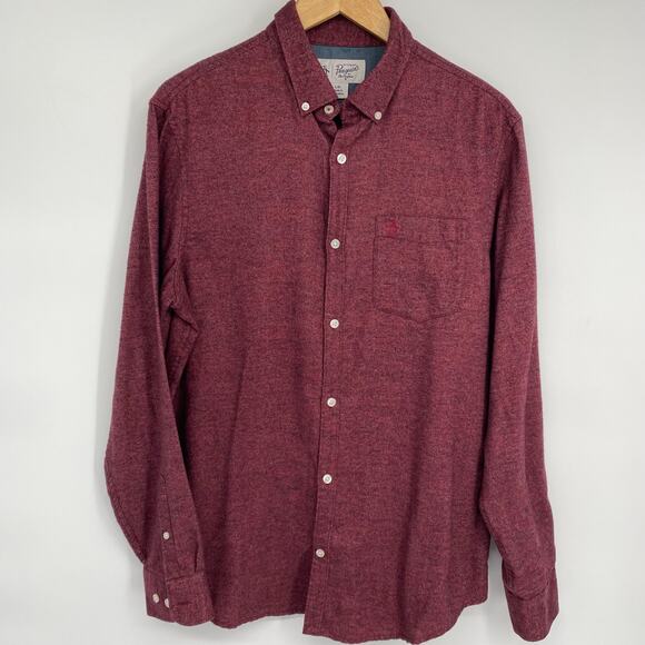Penguin Shirt Men’s Large Flannel Maroon & Black Heather Fall Outdoor Chore - Picture 1 of 8